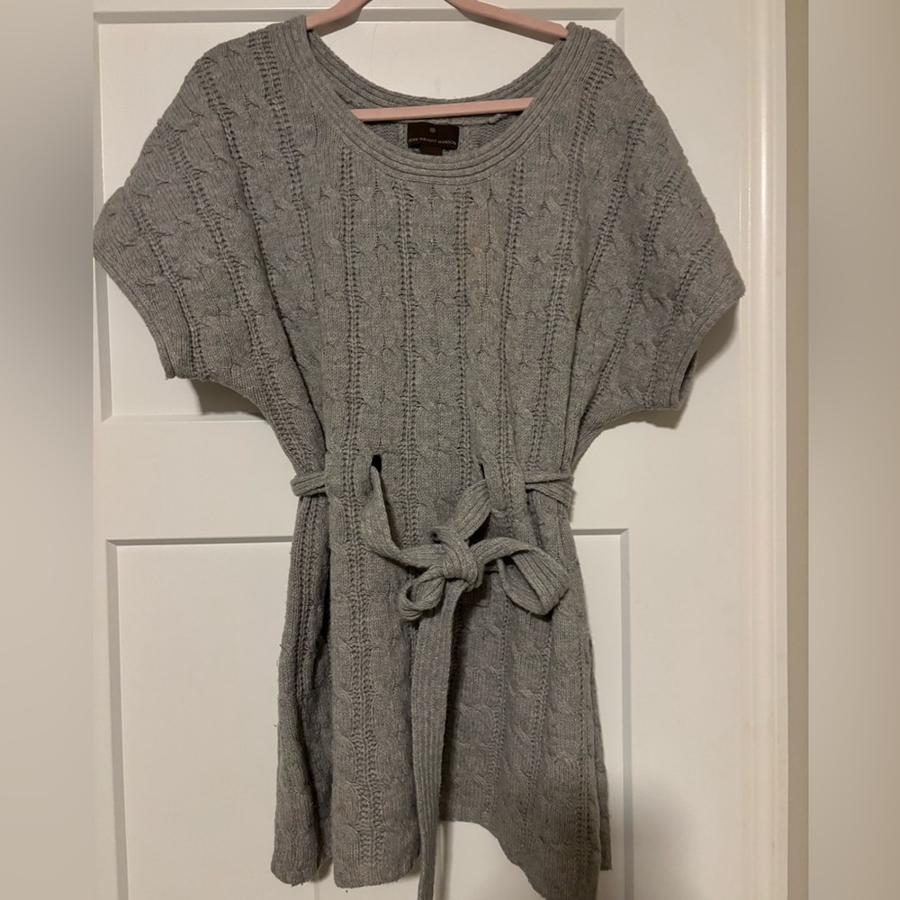 FENN‎ WRIGHT MANSON-Gray/knit tunic with belt. Sz XL